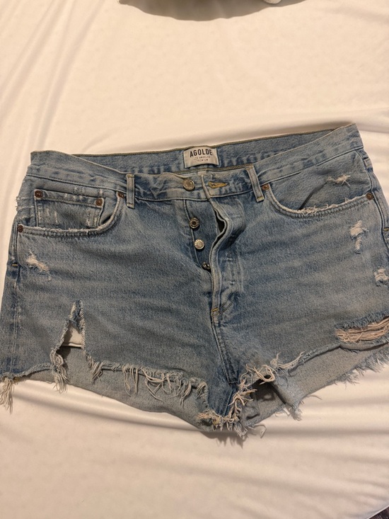 Agolde Pants - AGOLDE Light Wash Distressed Cutoff Jean Shorts